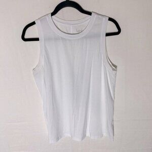 5/$25 Kersh White Sleeveless Crew Neck Shirt Tank Top L